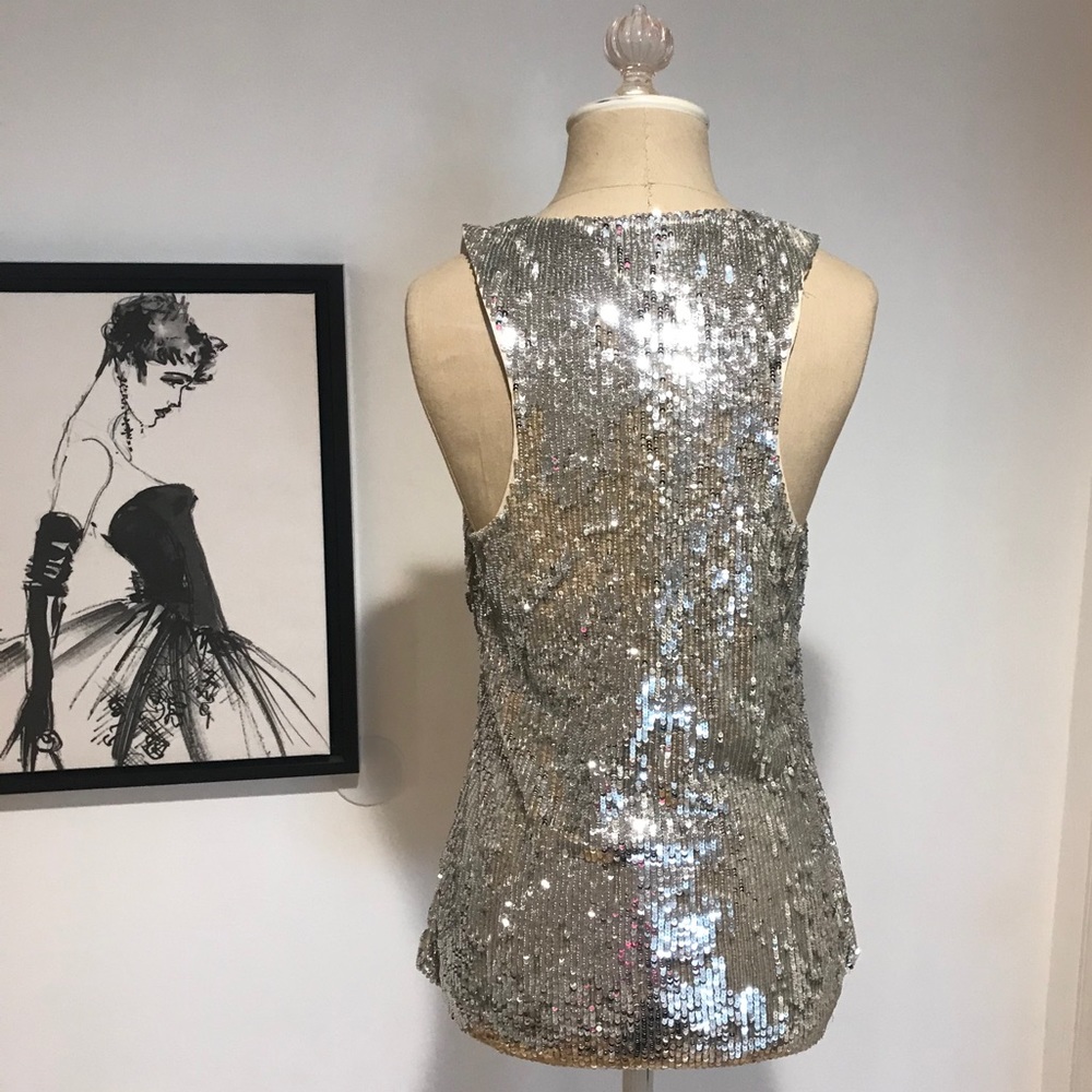 Alice & Olivia Silver Sequence Tank Blouse size S - Picture 2 of 7